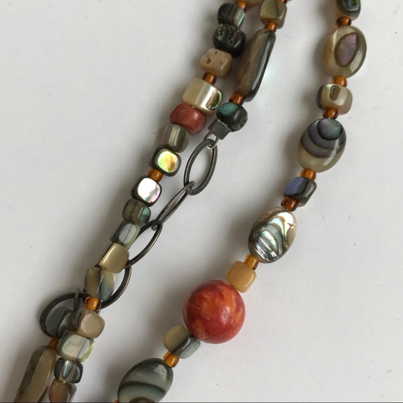 Silpada 925 Red Sponge Coral& Abalone Necklace - Picture 4 of 7